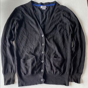 JCP Cashmere blend size S approx 25 inches long Black Button-Up Cardigan